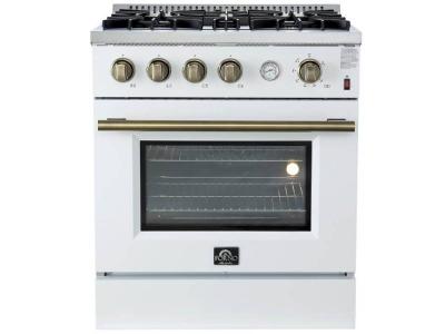 30" Forno Marco 4 Burners 4.32 cu.ft. Convection Oven Gas Range  - FFSGS6277-30WHT