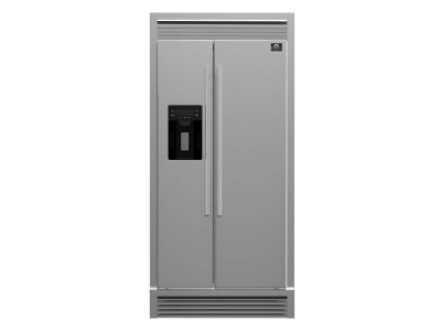 36" Forno 20 Cu. Ft. Salerno Side by Side Stainless Steel Refrigerator with Decorative Grill - FFRBI1844-40SG