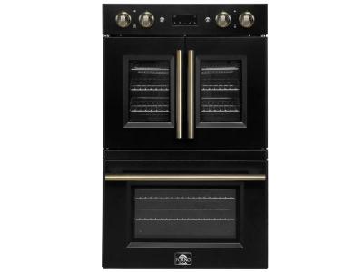 30" Forno Double Electric Wall Oven with Upper French Doors - FBOEL1340-30BLK