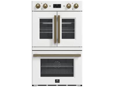 30" Forno Double Electric Wall Oven with Upper French Doors - FBOEL1340-30WHT