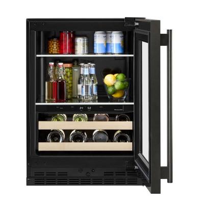 24" KitchenAid Beverage Center with Glass Door and Wood-Front Racks - KUBR524SBE