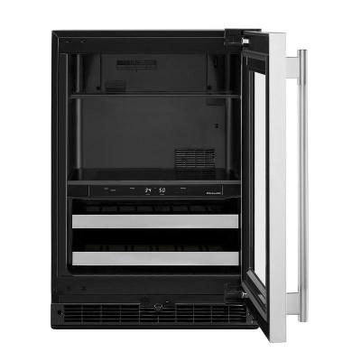 24" KitchenAid Beverage Center with Glass Door and Metal-Front Racks - KUBR524SSB