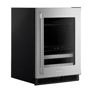24" KitchenAid Beverage Center with Glass Door and Metal-Front Racks - KUBR524SSB