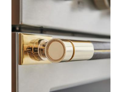 48" Monogram Designer Collection Brass and Leather Long Handle for 48" Pro Range - ZXPR48HLTB1