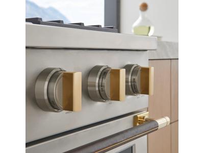 48" Monogram Designer Collection Brass and Leather Short Handle for 48" Pro Range- ZXPR48HSTB1