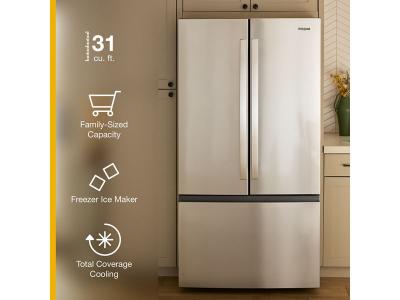 36" Whirlpool 31 Cu. Ft. French Door Refrigerator with Ice Maker - WRFF3136SZ