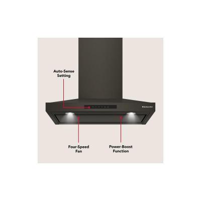 30" KitchenAid  Wall-Mount 4-Speed Canopy Hood - KVWC730SBE