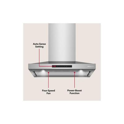 30" KitchenAid Wall-Mount 4-Speed Canopy Hood - KVWC730SSS