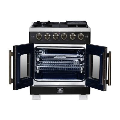 30" Forno Capriasca Freestanding French Door Gas Range - FFSGS6460-30BLK