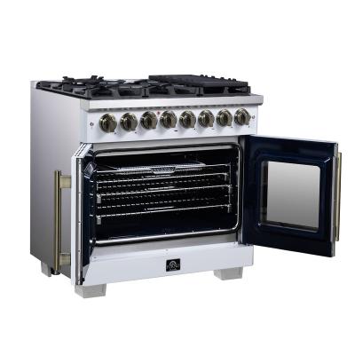 36" Forno Capriasca Freestanding French Door Dual Fuel Range - FFSGS6387-36WHT