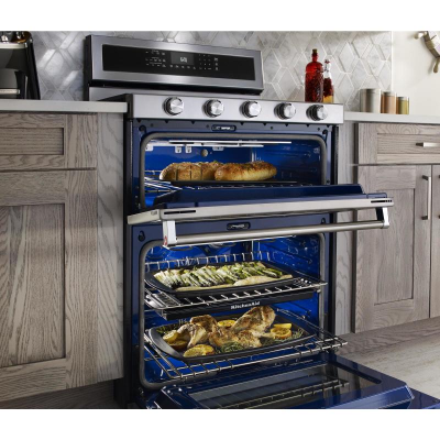 30" KitchenAid 5 Burner Dual Fuel Double Oven Convection Range - KFDD500ESS
