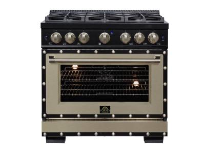 36" Forno 5.2 Cu. Ft. Valente Dual Fuel Range with 6 Sealed Burners  - FFSGS6199-36CPBLK