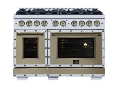 48" Forno Valente Dual Fuel Range with 8 Sealed Burners - FFSGS6199-48CPWHT