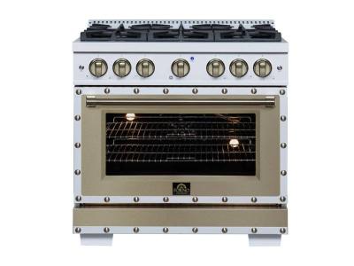 36" Forno 5.2 Cu. Ft. Valente Gas Range with 6 Sealed Burners - FFSGS6299-36CPWHT
