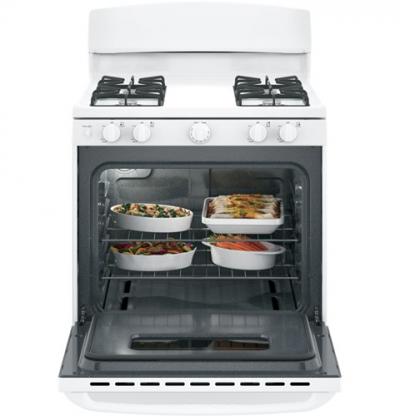 30" GE 4.8 Cu. Ft. Free Standing Standard Clean Gas Range In White - JCGBS10DEMWW