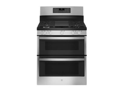 30" GE 6.8 Cu. Ft. Free-Standing Double Oven Convection Gas Range In Stainless Steel - JCGBS86SPSS