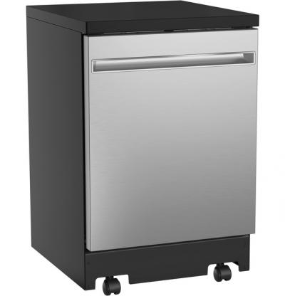 24" GE Interior Portable Dishwasher with Sanitize Cycle in Stainless Steel - GPT225SSLSS