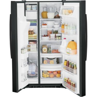 33" GE 23.2 Cu. Ft. Side-By-Side Refrigerator in Black - GSS23GGPBB