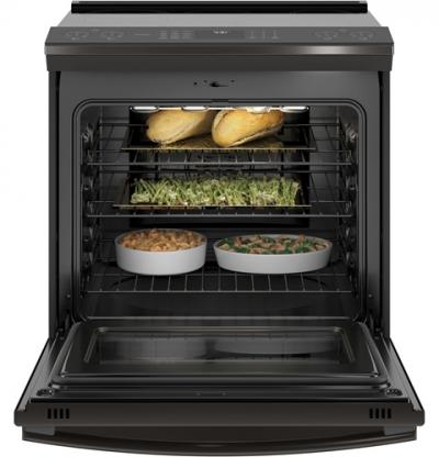 30" GE Profile 5.3 Cu. Ft. Slide In Front Control Induction Self-Cleaning Range - PCHS920BMTS