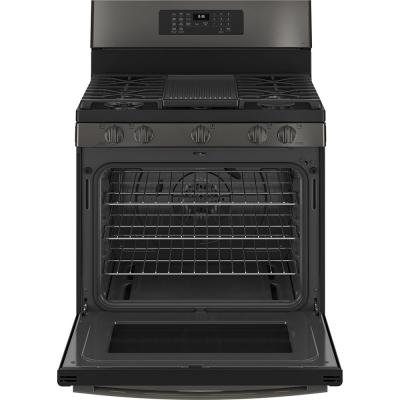 30" GE Profile 5.6 Cu. Ft. True Convection 5-Burner Freestanding Gas Air Fry Range In Black - PCGB935BPTS