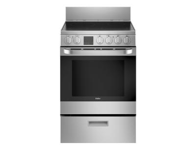 24" Haier Electric Freestanding Range With Storage Drawer Stainless Steel - QCAS740RMSS